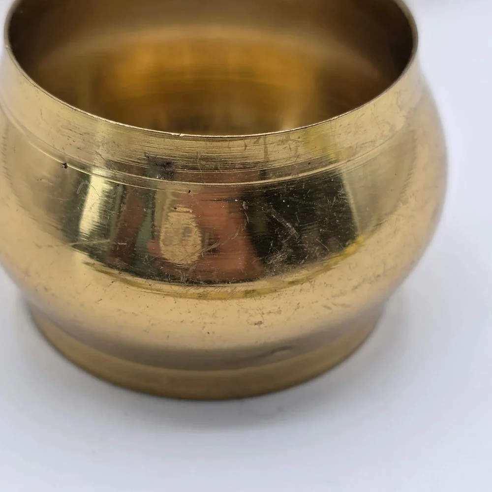 Vintage Brass Napkin Rings Set of 6 Gold Barrel Round Mid Century Modern Table